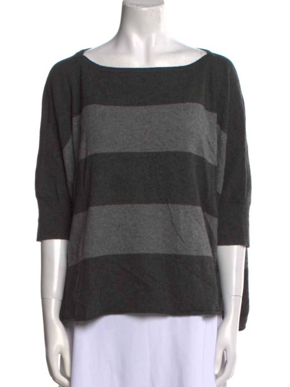 Theory Gray Striped Boatneck poncho Sweater size medium